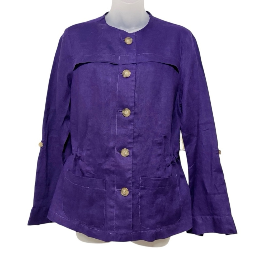 NWT Coldwater Creek Vibrant Purple Utility Jacket, Hidden Waist Drawstring